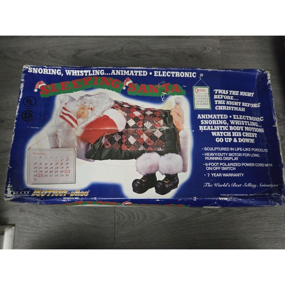 Vintage 1995 Telco Motion-ettes Sleeping Santa Animated Snoring Whistling 6ft